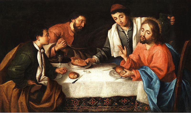 Pier Leone Ghezzi Emmaus, Christ breaking bread France oil painting art
